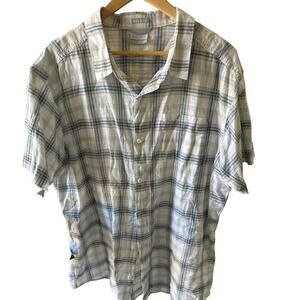 XL Columbia Sportswear Button Down Casual Shirt Men’s Plaid Blue Red Tan Stripe